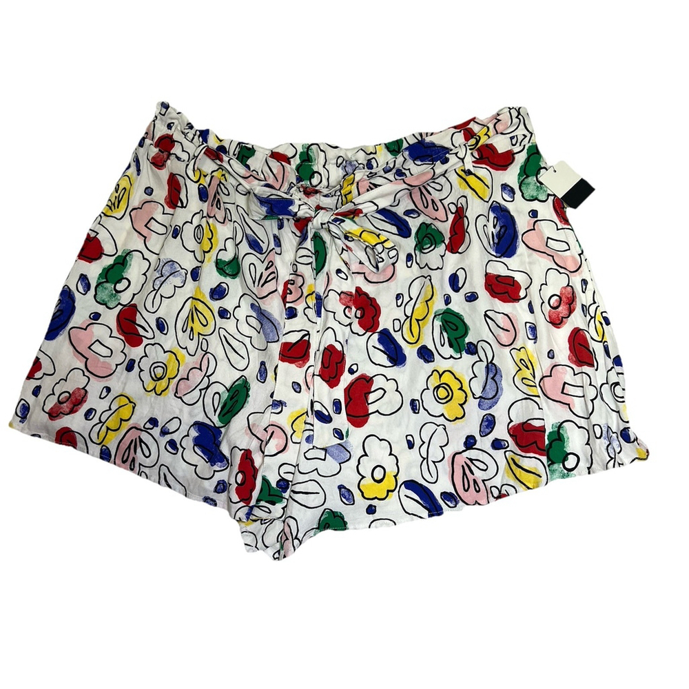 Eloquii Women’s Plus Size 22 Shorts High-Waisted Floral Belted Elastic-Waist